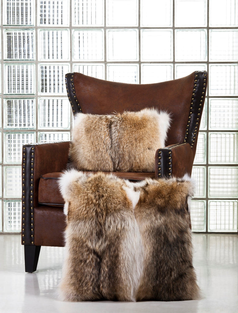 Coyote Fur Pillows on sofa chair for interior design