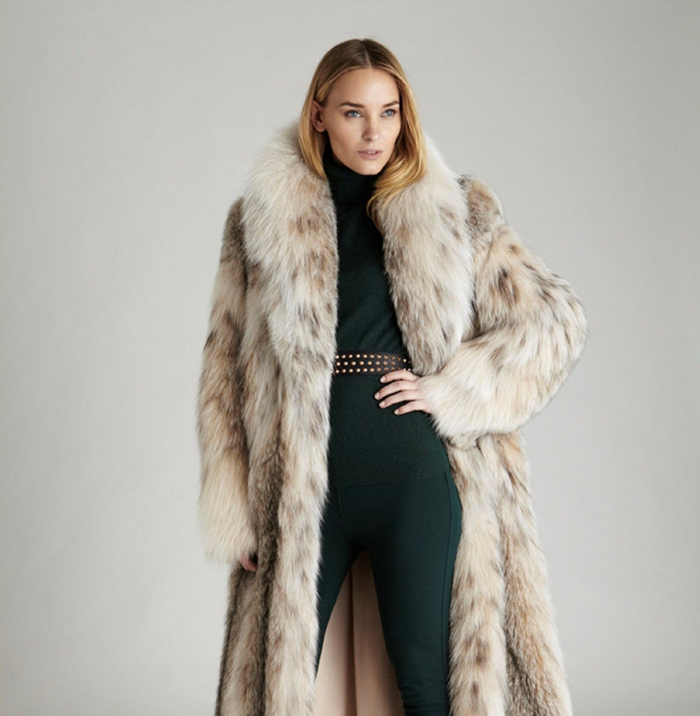 model styled in Helene Canadian Lynx Coat 