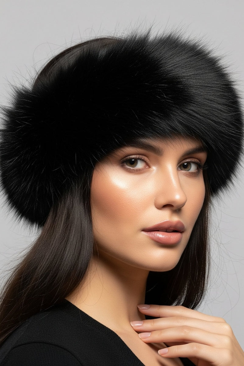 Black-fox-fur-headband-woman-