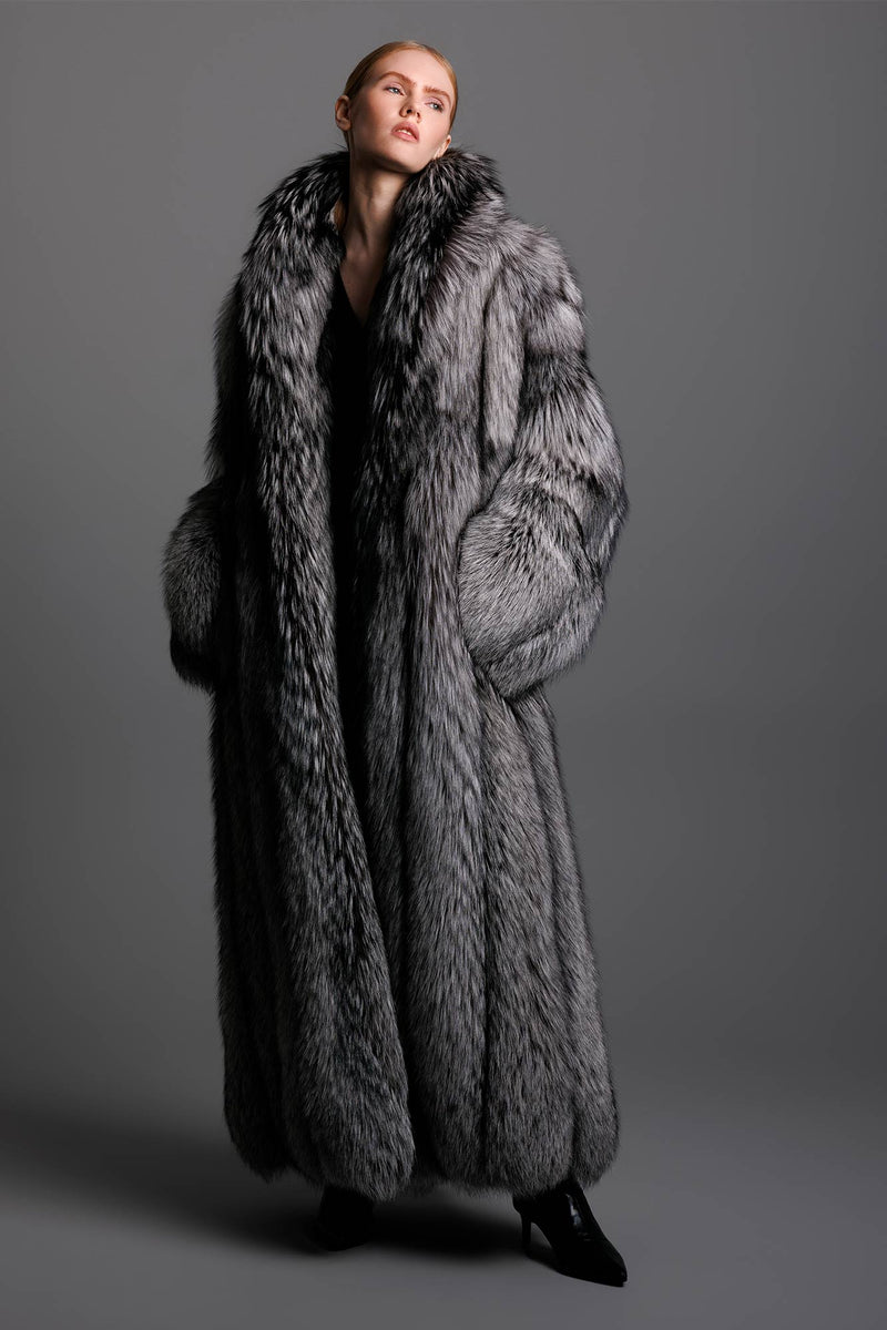 FOXEY 高級ロングコート26万 ソフトツイード ヌートリア アンゴラシルク Kashani Men's Full Silver/Red Fox Fur Coat – Dudes Boutique