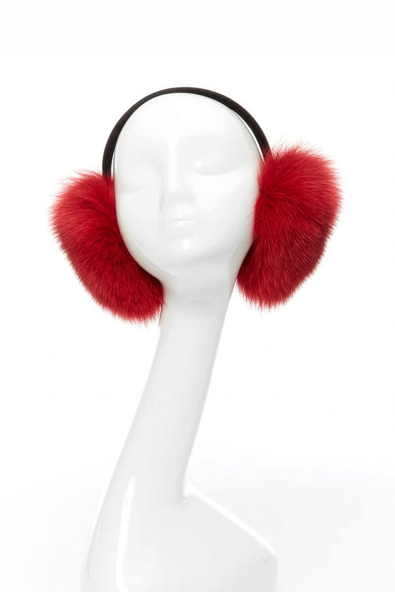Dyed Red Fox Fur Earmuffs – GK Furs