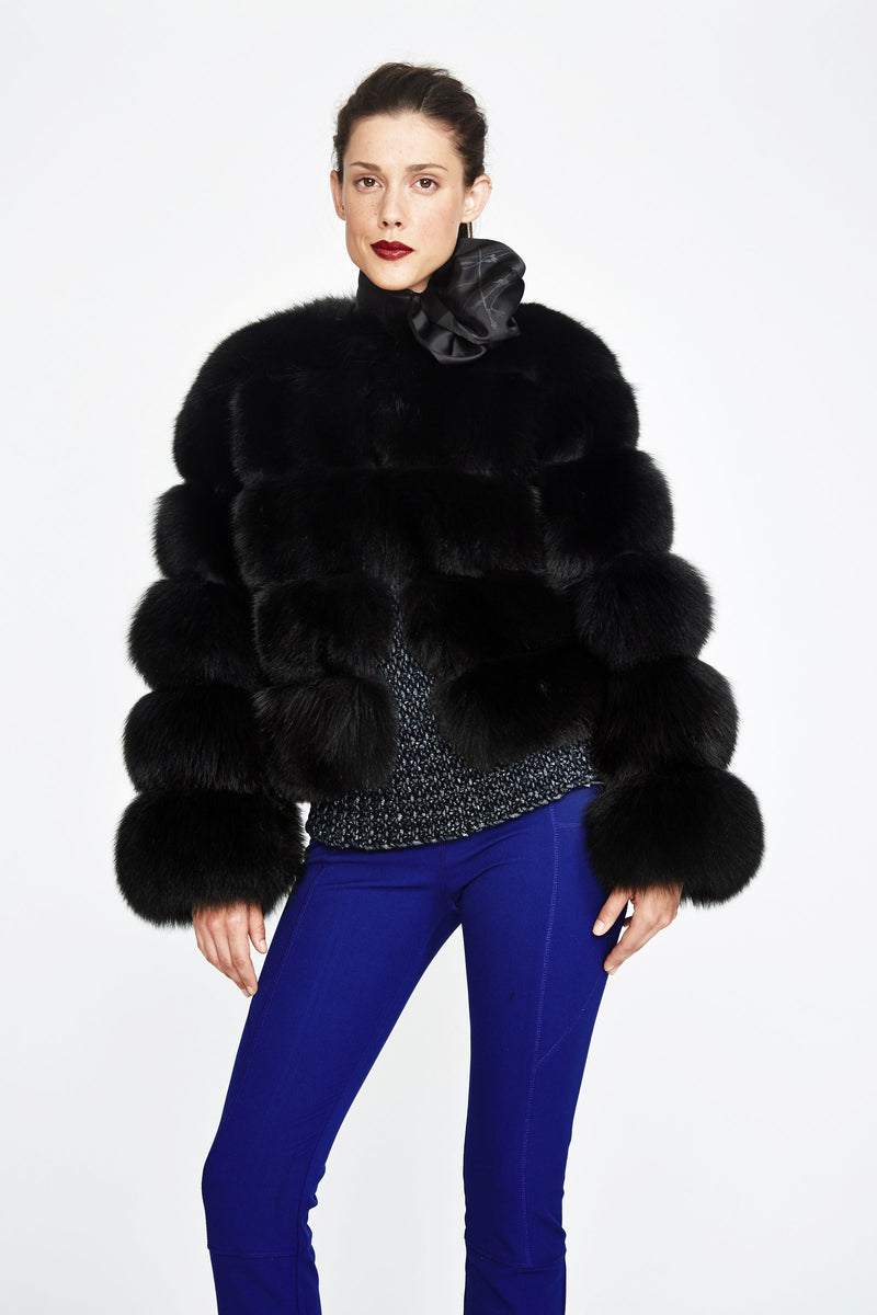 Chantal Black Fox Fur Jacket – GK Furs
