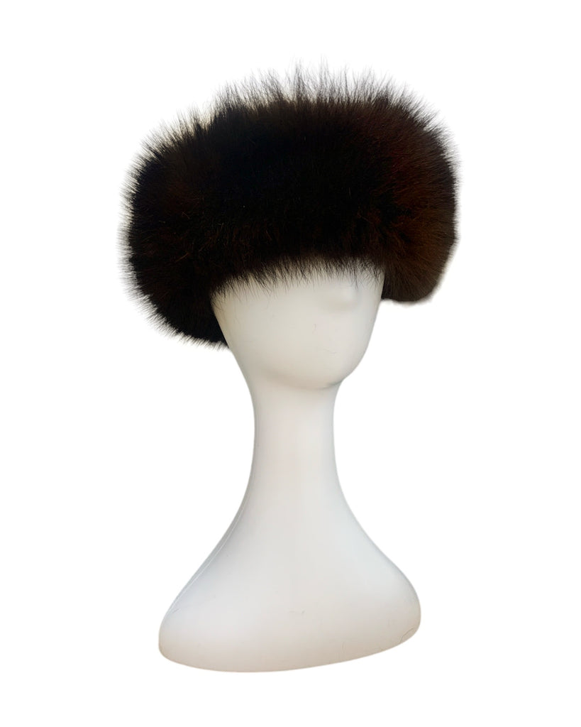 Brown Fox fur headband fur accessory with velcro closure 