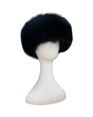 Black Fox Fur adjustable headband one size fits most