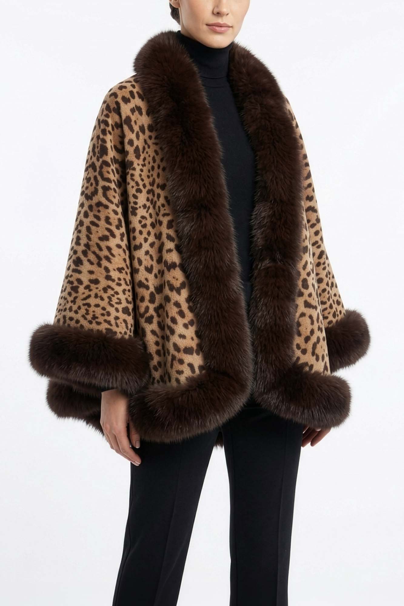 Black Fox Fur Cashmere Cape – GK Furs