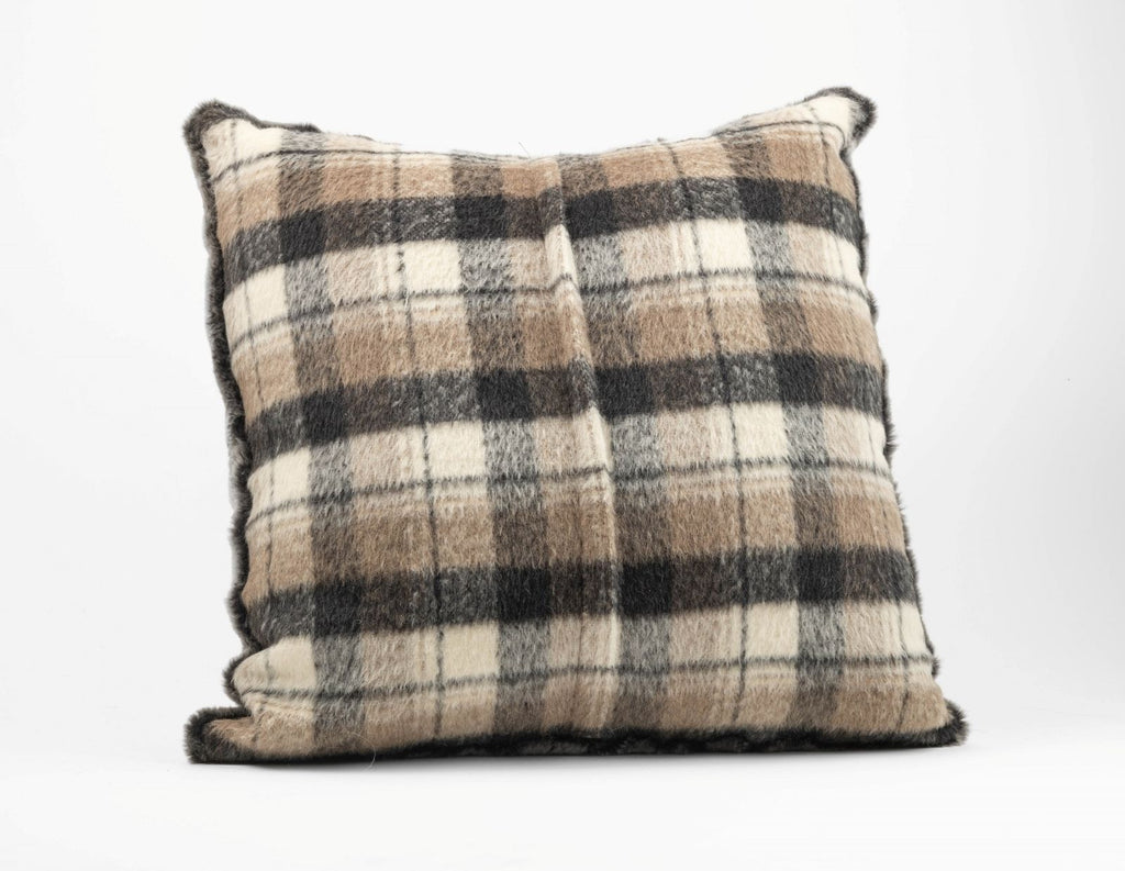 grey shearling fur pillow backside fabric