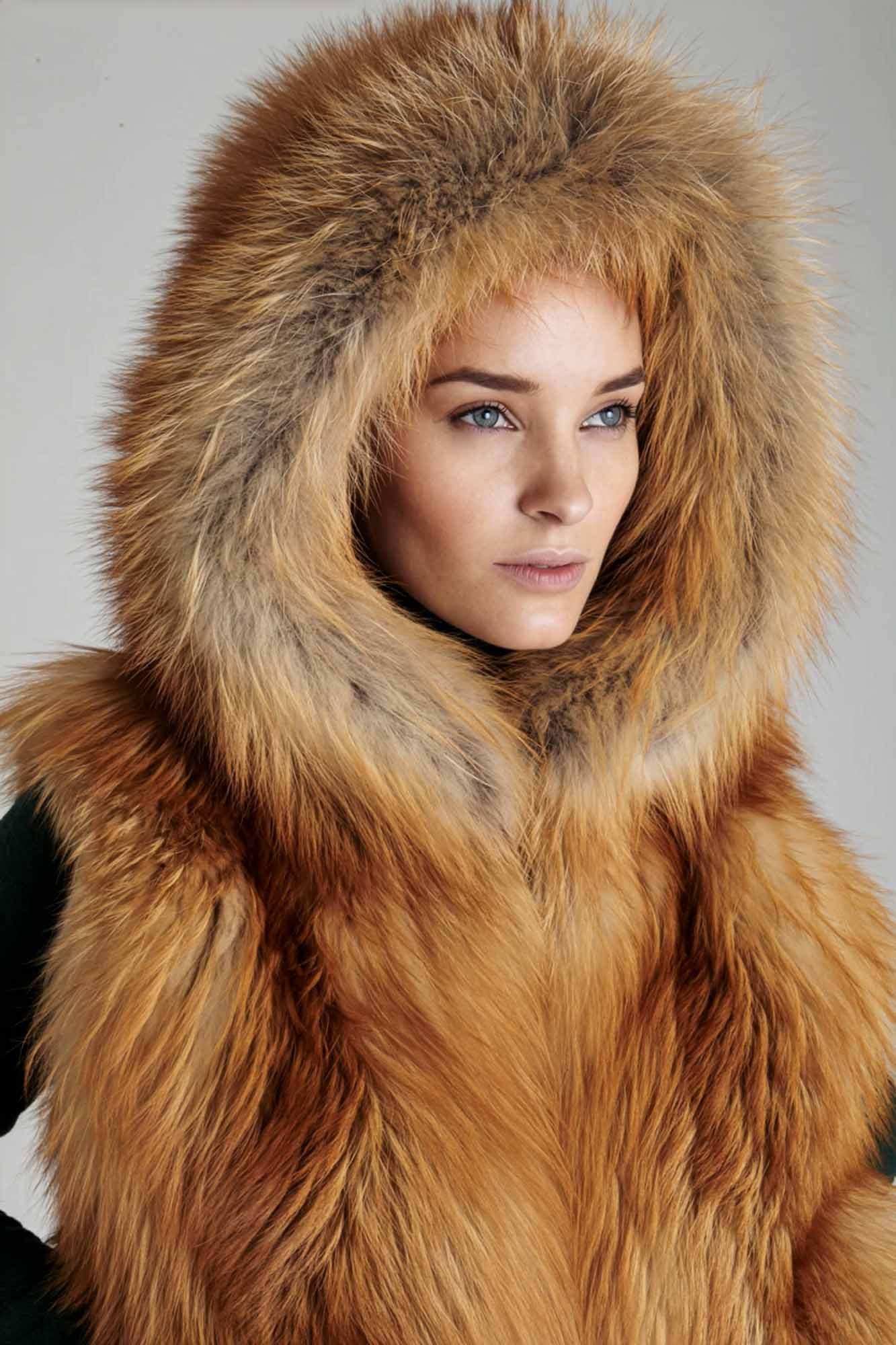 【新品タグ付】アメリ ASYMMETRY FUR VEST Womens Fox Fur Long Vest with Hood
