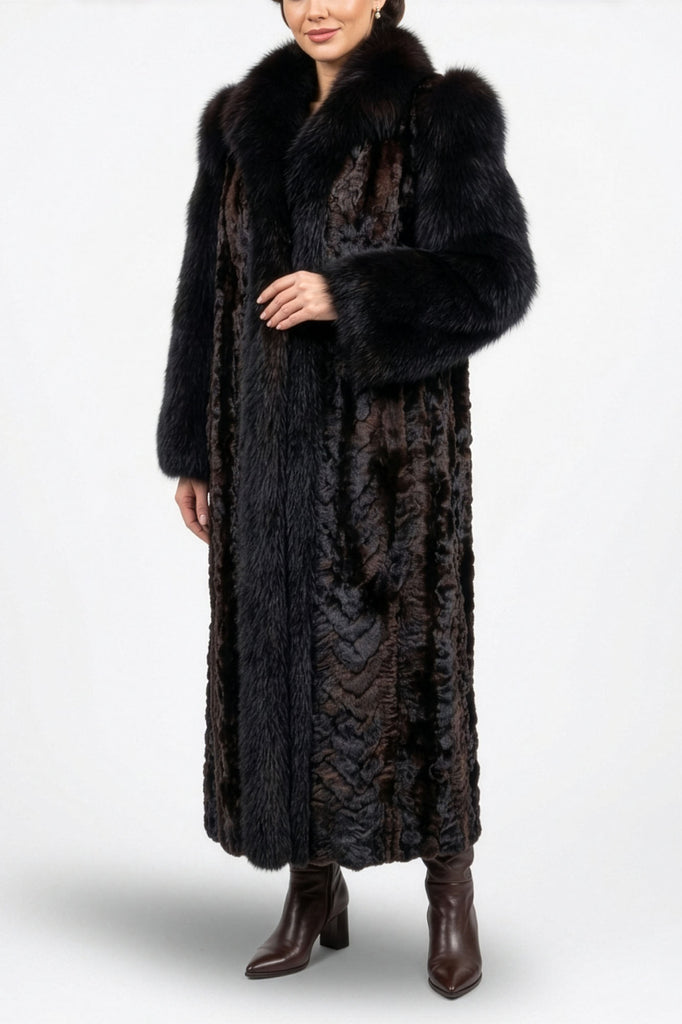 Mahogany Mink Sections Fox Trim Coat – GK Furs