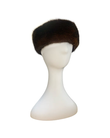 Mahogany mink fur adjustable headband