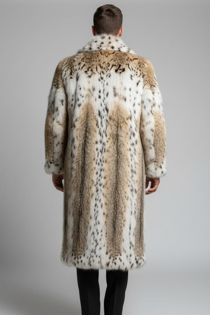 mens american lynx coat with detail view of the back 