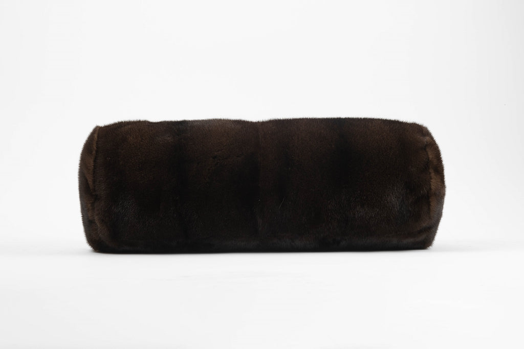 mink fur bolster style pillow