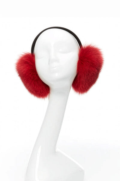 Dyed Red Fox Fur Earmuffs – GK Furs