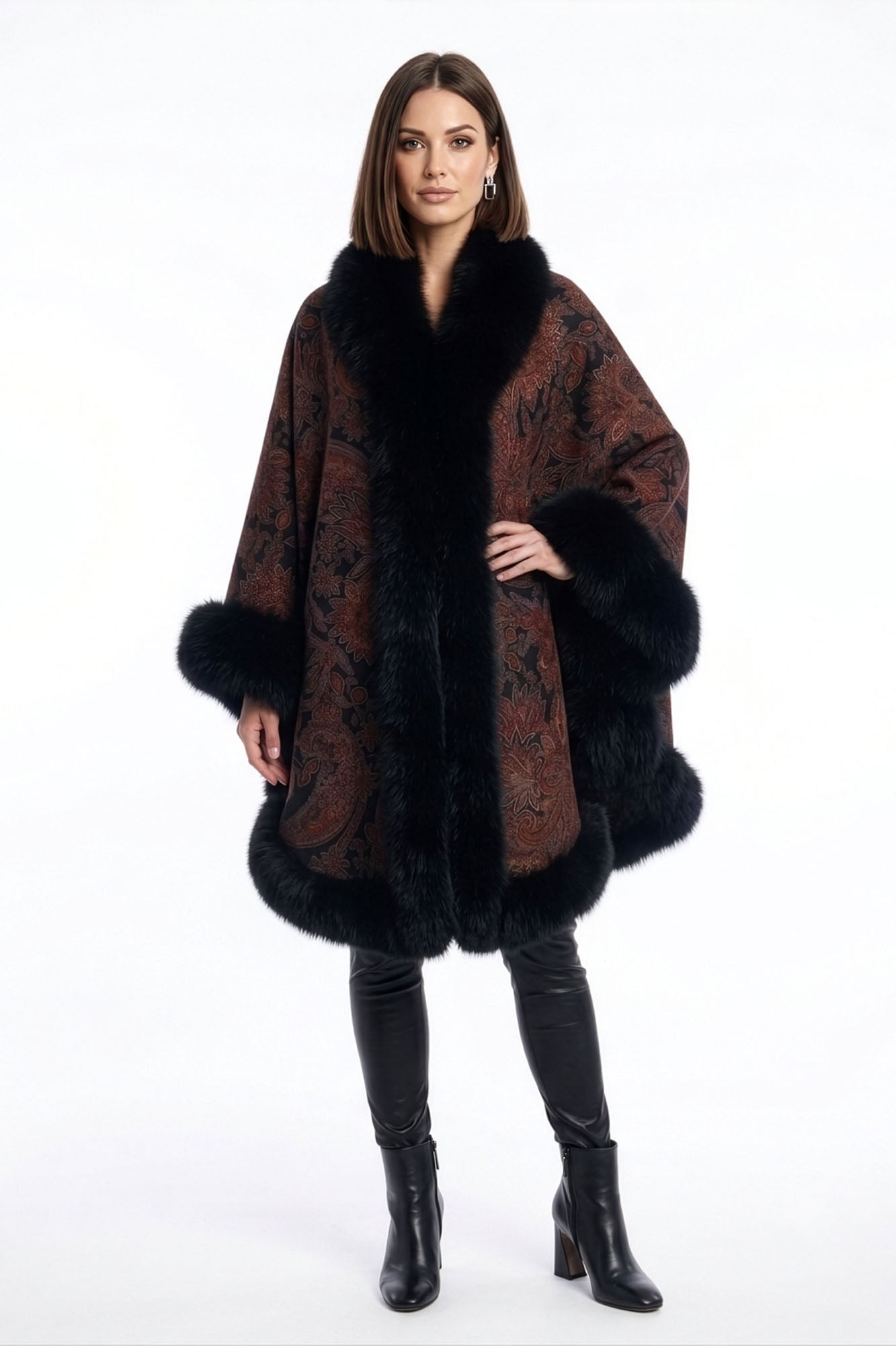 Black Fox Fur Cashmere Cape (Petite) – GK Furs