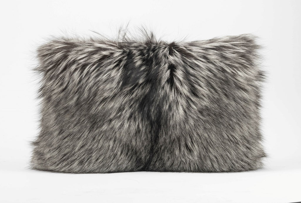 silver fox fur pillow