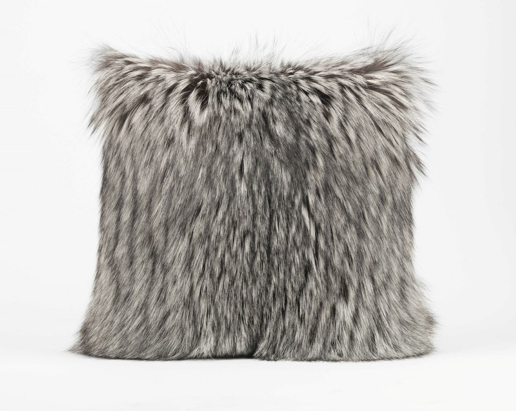 Silver fox fur throw size pillow