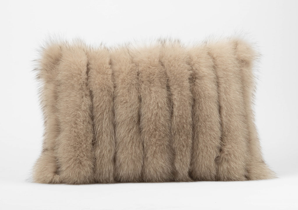 Taupe fox fur pillow 