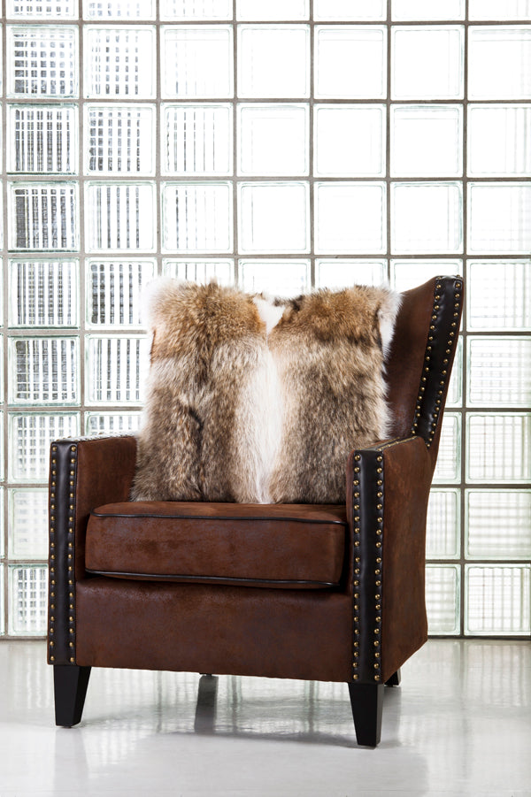 Coyote Fur Pillow on Sofa Chair for interior design