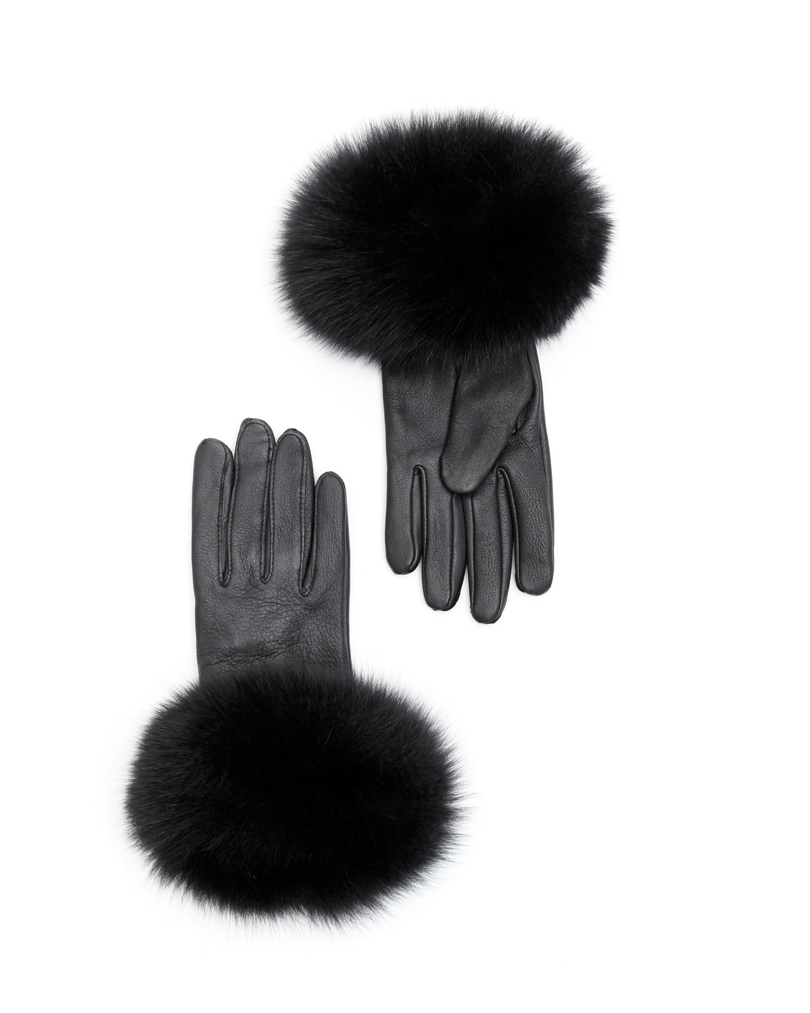 Black Fox Fur-Trimmed Gloves – GK Furs