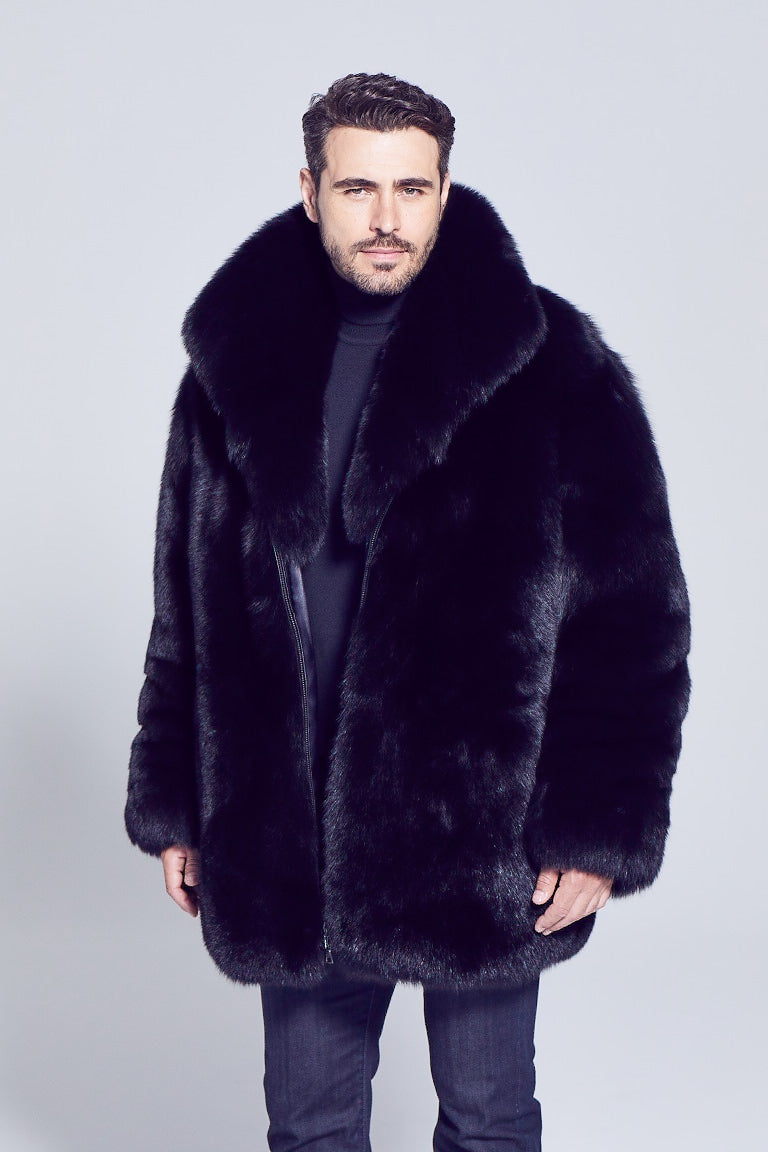Men's Derek Black Fox Fur Jacket – GK Furs