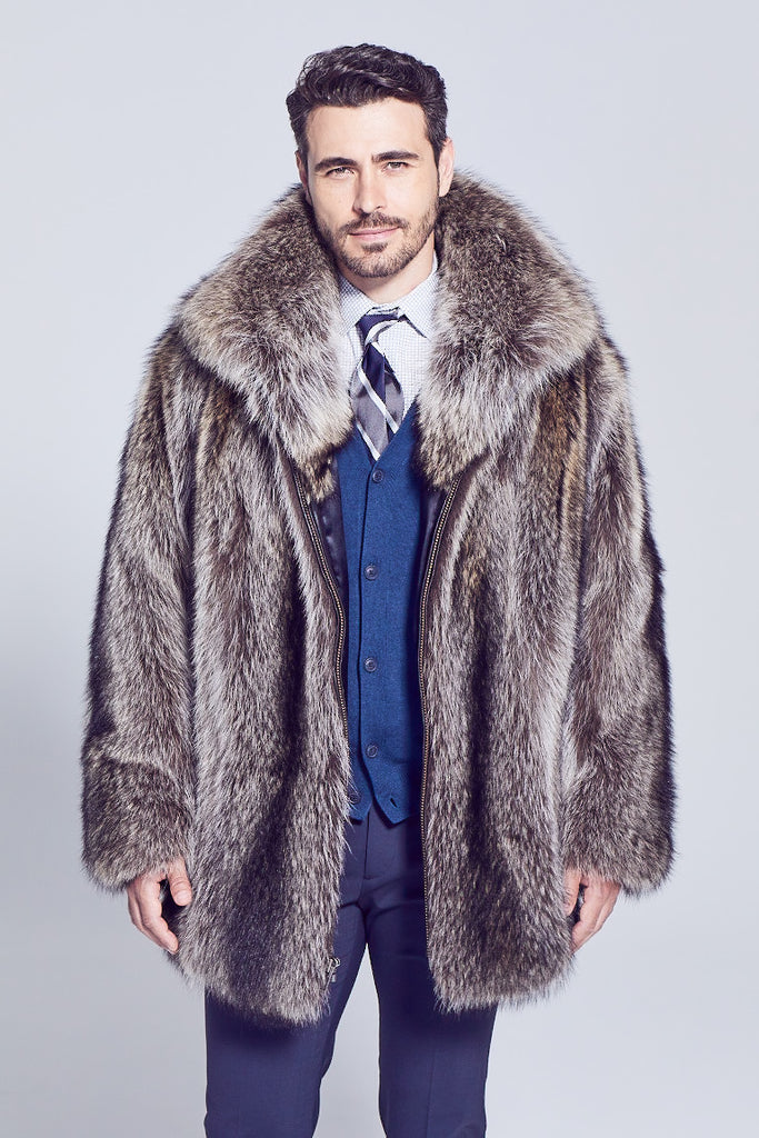 Men's Zippered Fur Jacket