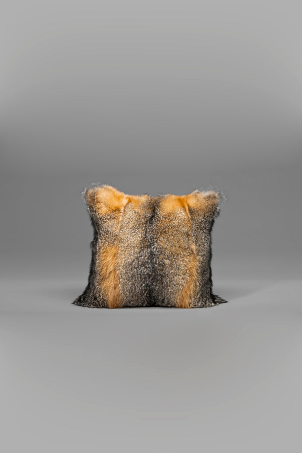 american grey fox fur pillow 