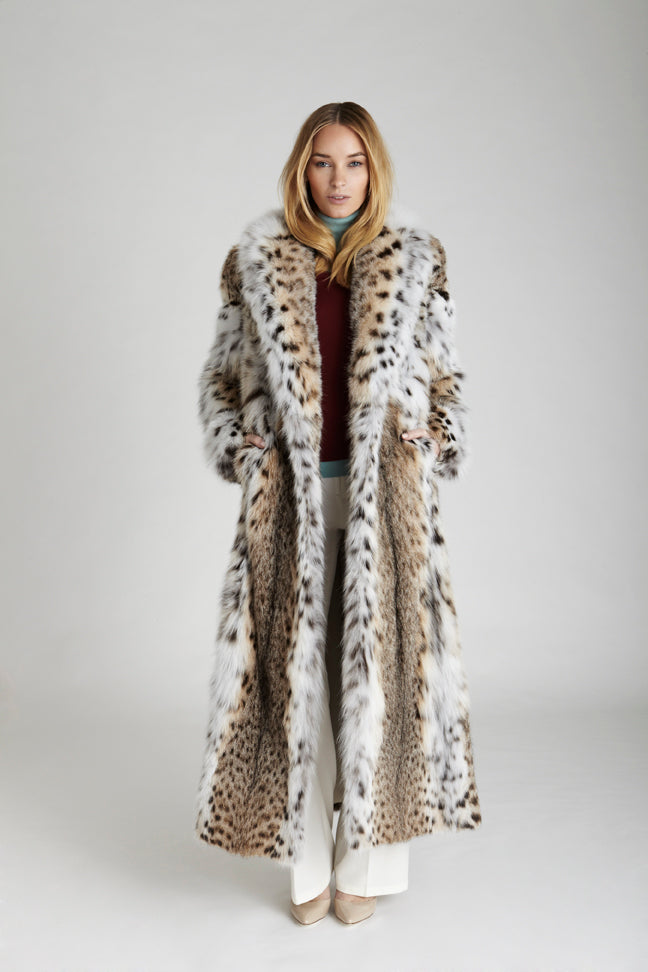 American Lynx Fur Floor length Long Winter Coat