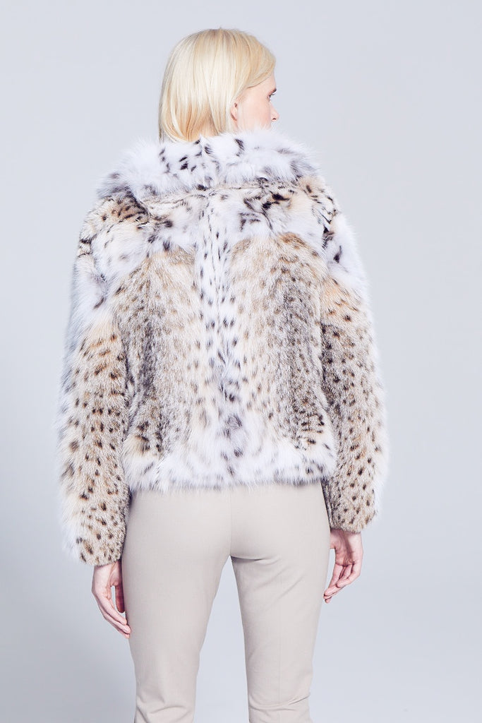 Aspen Style American Lynx Fur short winter Jacket backside view detail