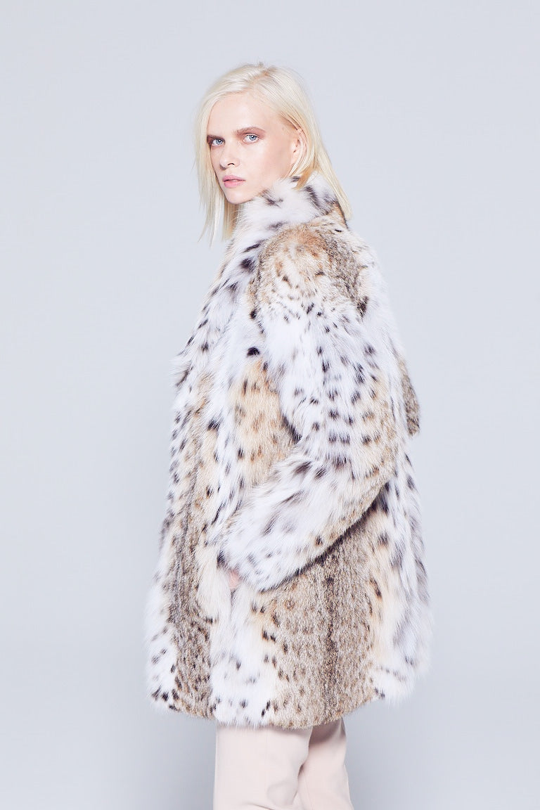 Lynx Fur Real Snow Leopard Fur Coat Minimalist Snow Leopard Faux