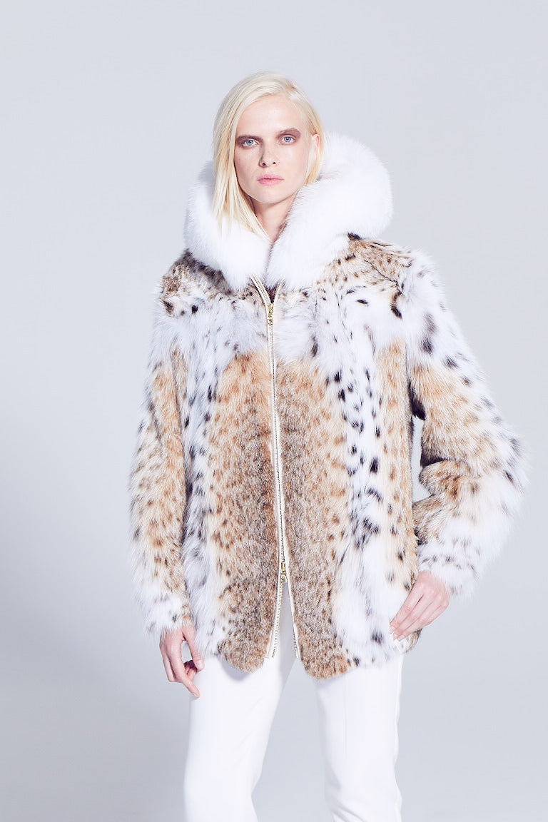 Lynx Women's Fur Jacket with Hood