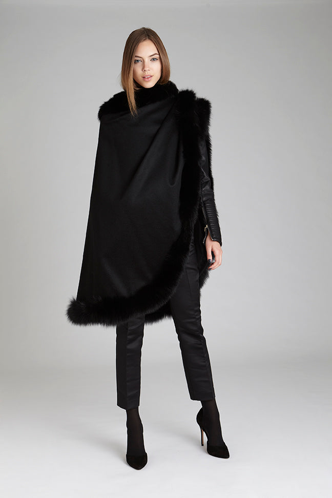 Black Fox Fur Cashmere Cape – GK Furs