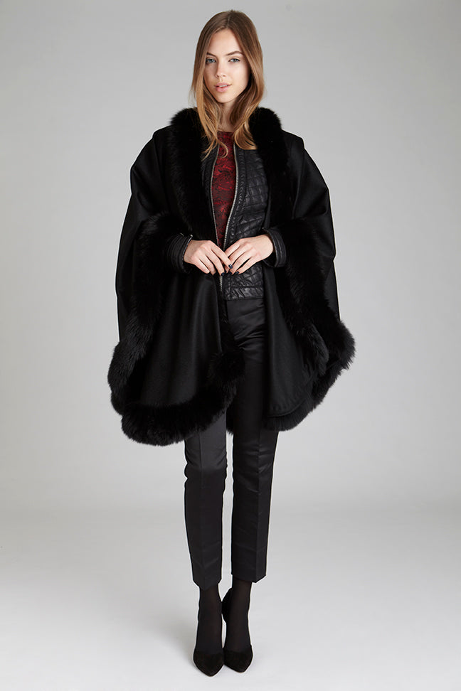 Black Fox Fur Cashmere Cape – GK Furs