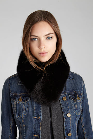 black fox fur collar and headband multi-use