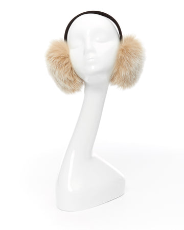 Blush Fox Fur earmuffs with velvet headband winter accessory one size fits all