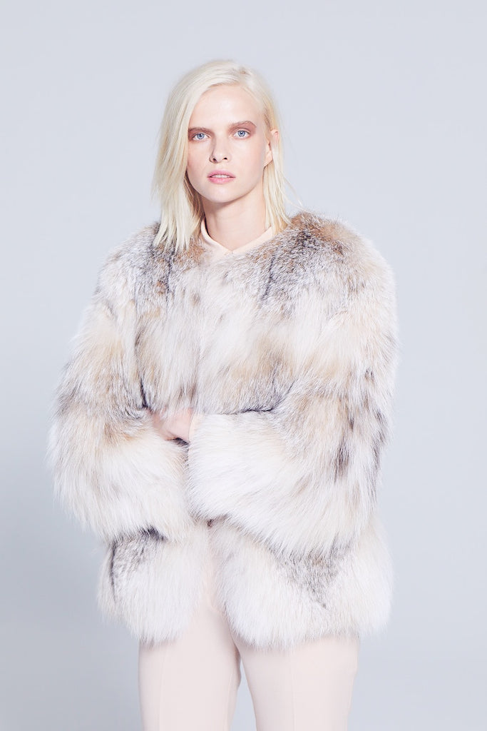 Canadian Lynx Fur winter Jacket straight cut with no collar