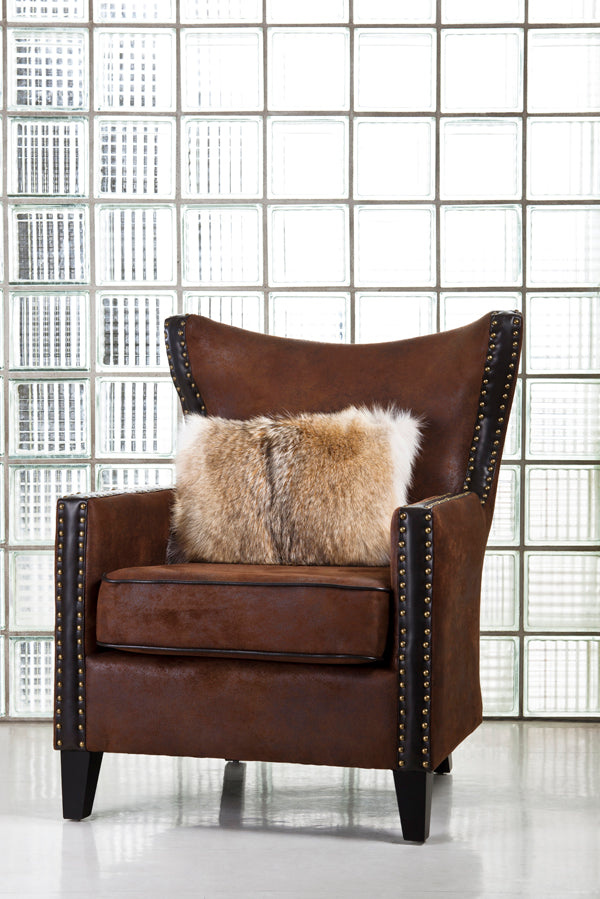 Coyote Fur Pillow on Sofa Chair for interior design
