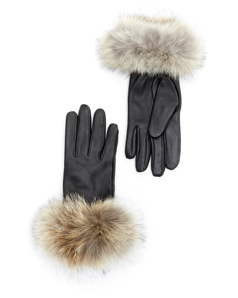 Coyote Fur trimmed winter leather gloves