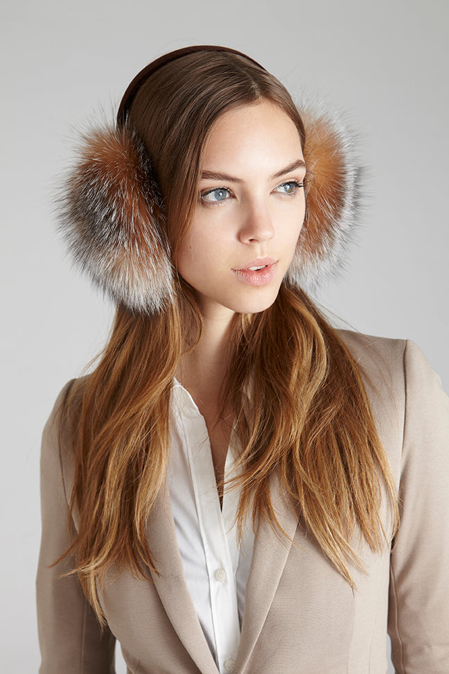 White Fox Fur Earmuffs – GK Furs