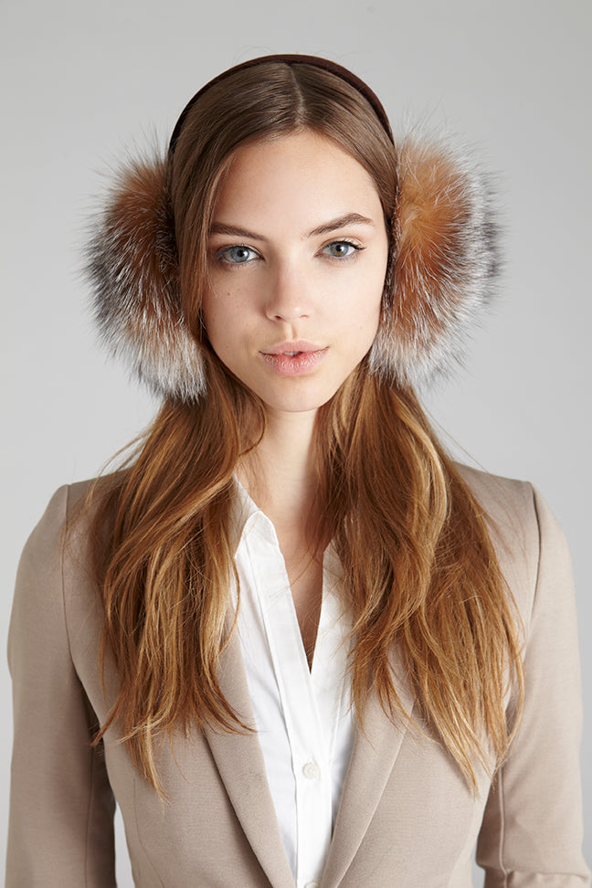 crystal fox fur earmuffs winter accessory