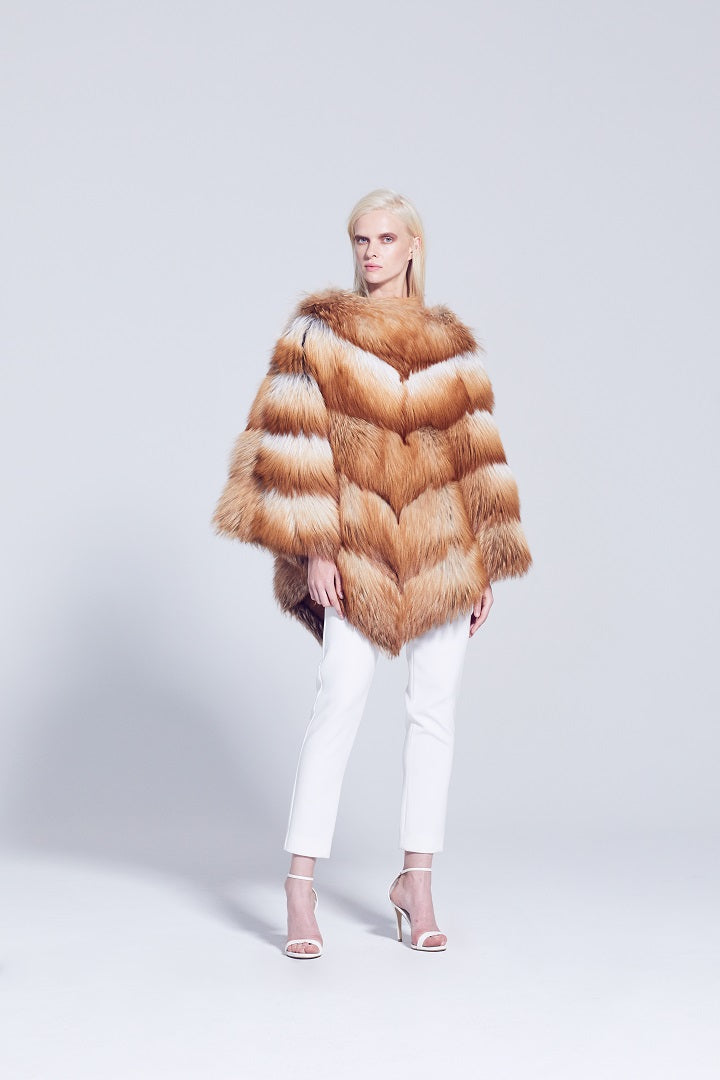 Silver Fox Fur Cashmere Cape – GK Furs