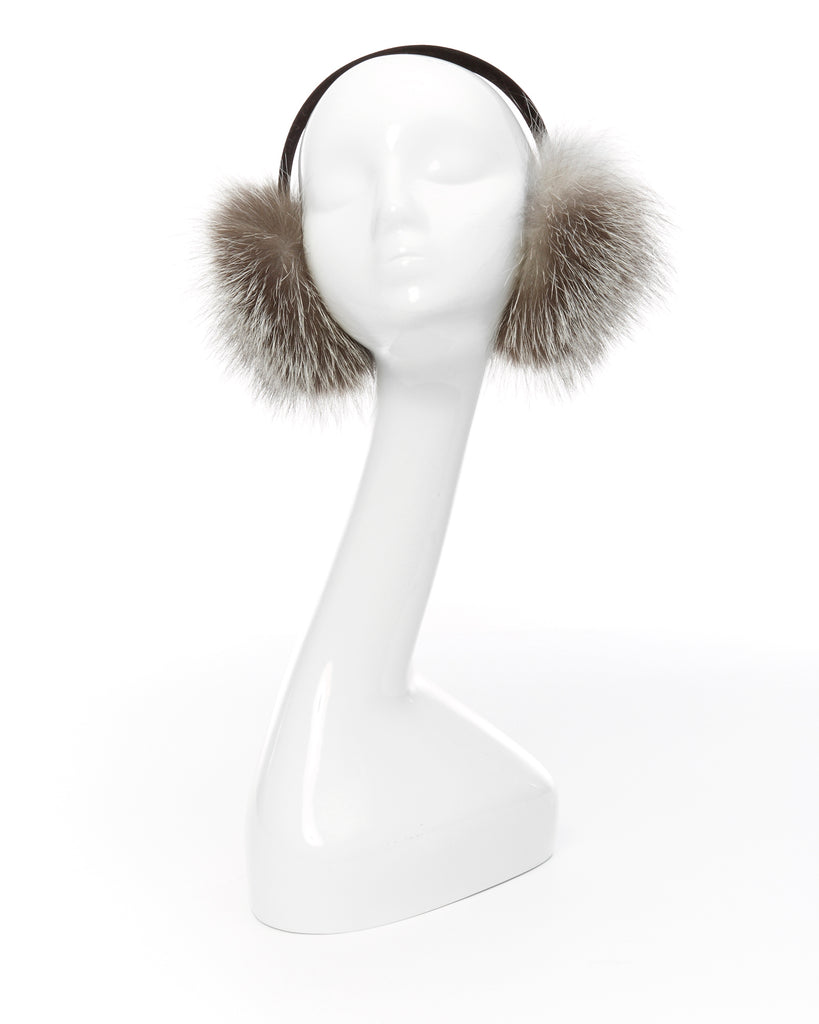 Indigo Fox Fur earmuffs winter accessory