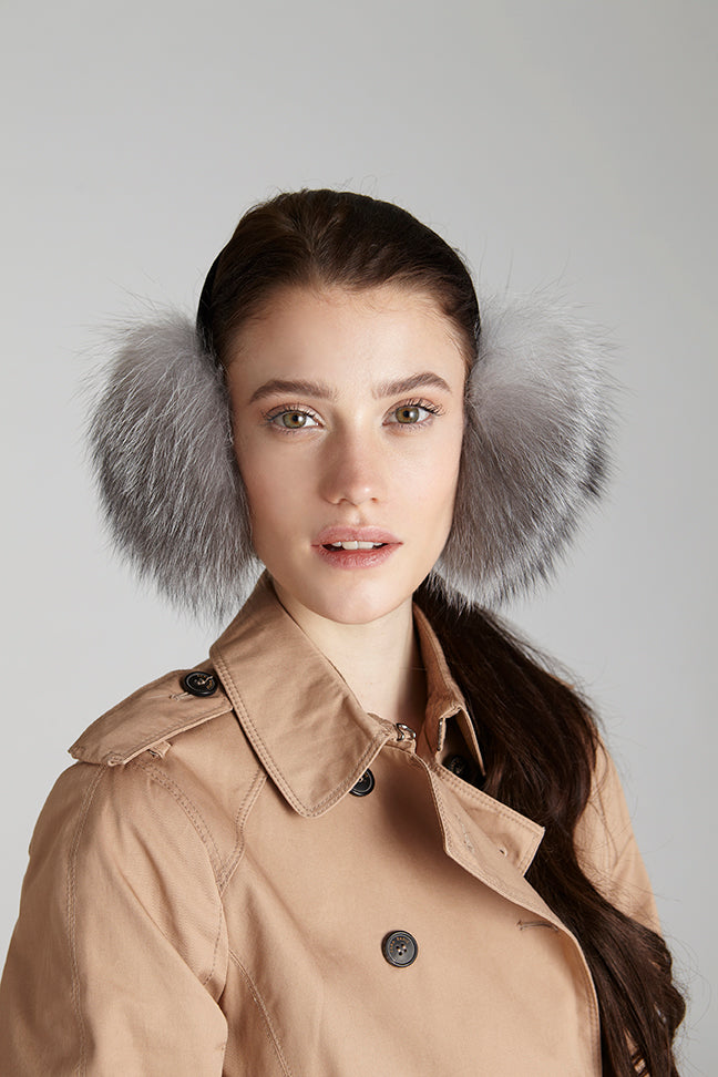 Indigo Fox Fur earmuffs winter accessory