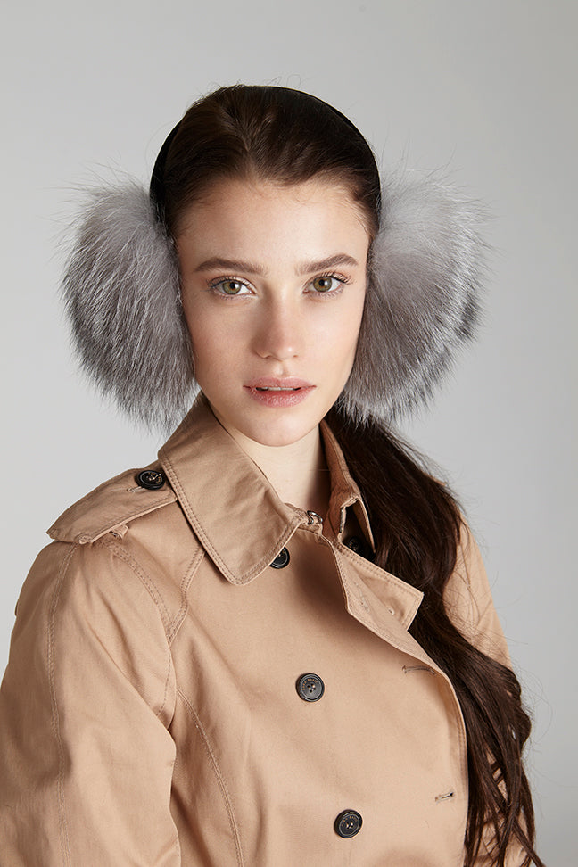 Black Fox Fur Earmuffs – GK Furs