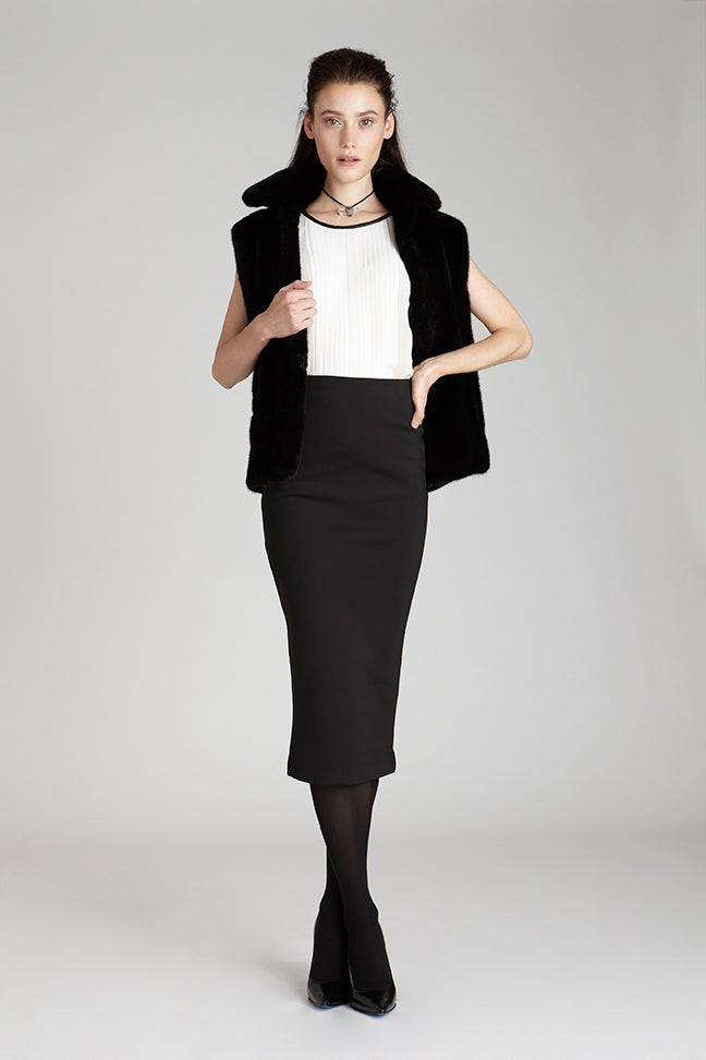 Womens Ranch Mink Fur Vest with slit pockets