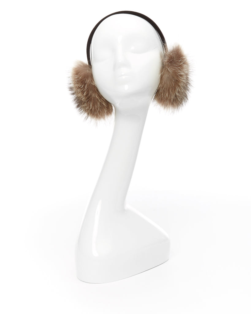 raccoon fur earmuffs with velvet headband