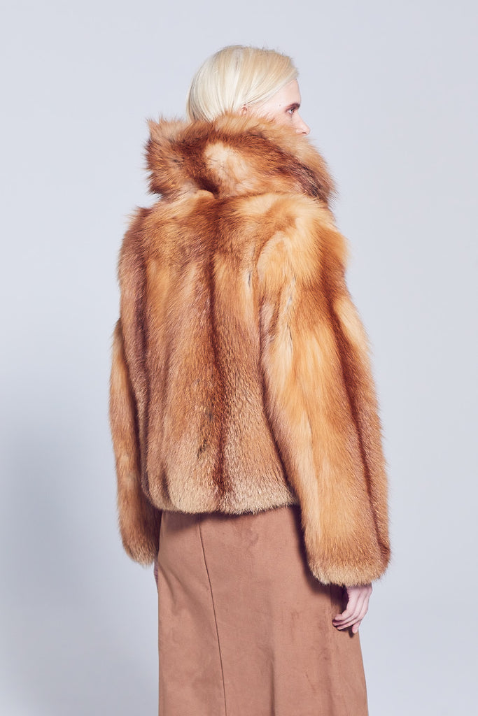 Aspen Style Red Fox Fur short winter Jacket backside detail