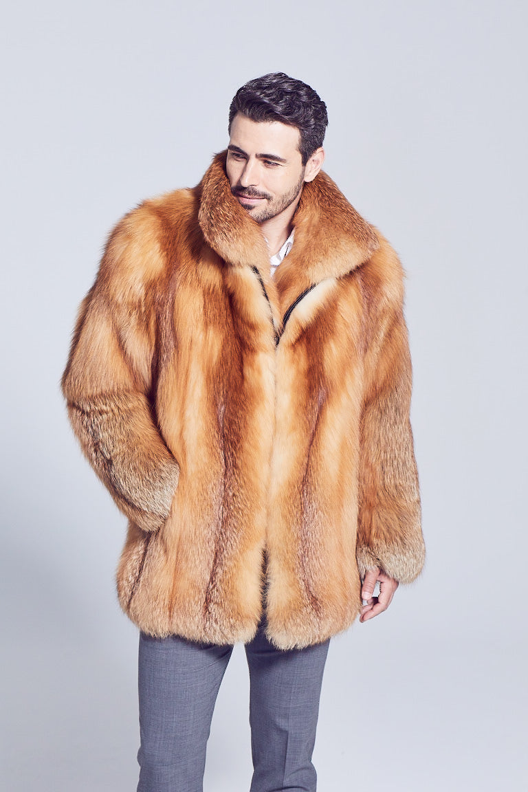 FOX FUR pocket tailored middle coat タグ付き Men's Derek Red Fox Fur Jacket – GK Furs