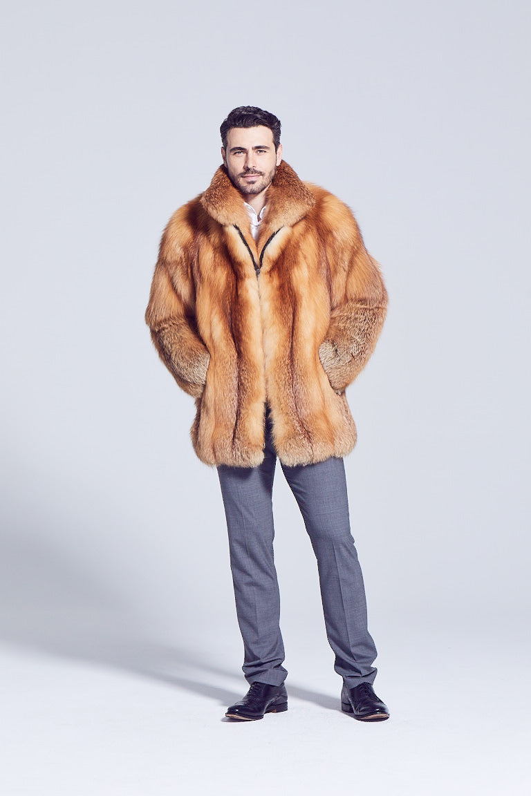 MEN'S MINK FUR Jacket with Big Silver Fox Hooded collar!Brand New Real  Natural Genuine Fur! | Mens fur coat, Mens fur, Men's coats and jackets