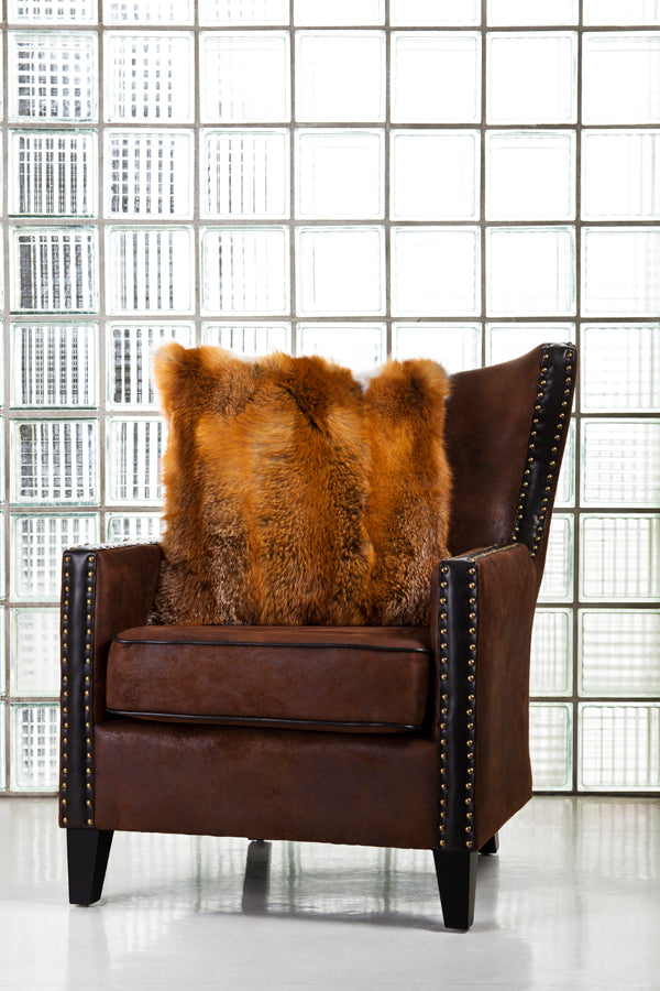 red fox fur pillow in sizes euro