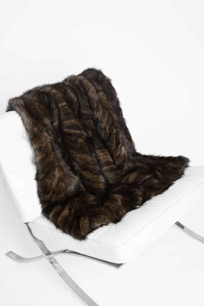 natural sable fur sectioned blanket