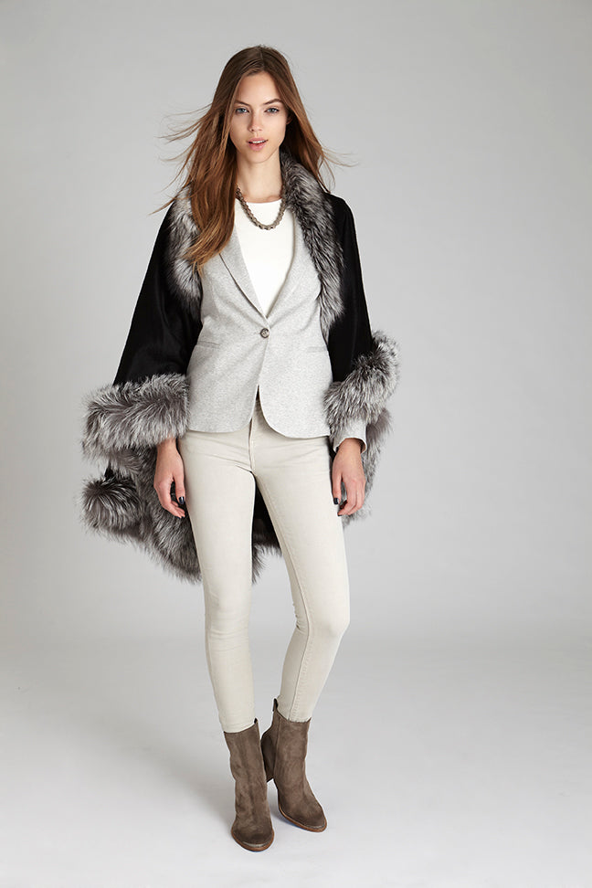 Silver Fox Fur Cashmere Cape – GK Furs